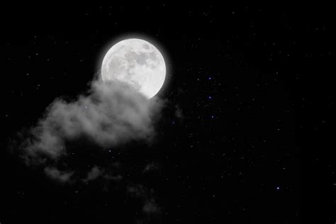 Premium Photo Full Moon With Starry And Clouds Romantic Night