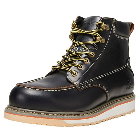 Hisea Hisea Work Boots For Men Steel Toe Boots Breathable Eh And Water Slip Resistant Black