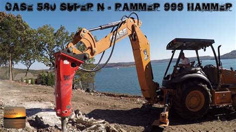 Case 580 Super N Backhoe And Rammer 999 Hammer Breaking Rock Youtube