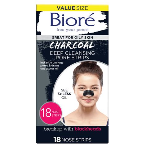 Biore Charcoal Deep Cleansing Pore Strips 18 Nose Strips For