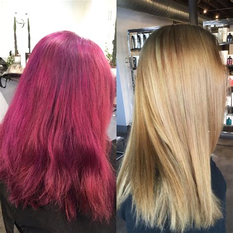 Big Hair Transformation Faded Purple To Honey Blonde Before And After