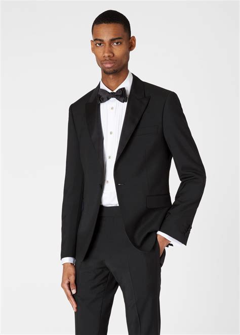 Paul Smith Slim Fit Black Wool Mohair Evening Suit Black Mens Suits ⋆