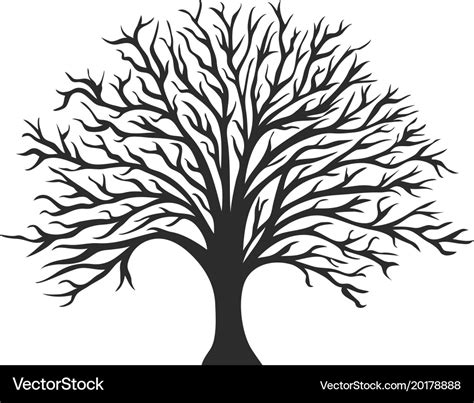 Object Oak Tree Silhouette Royalty Free Vector Image