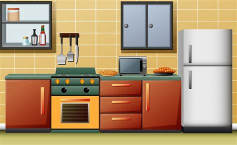 Ilustración De La Cocina Interior Moderna Vector Premium