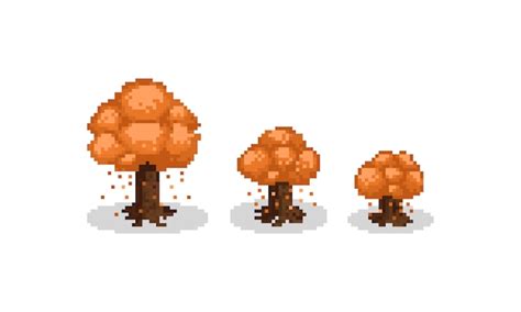 Premium Vector Pixel Art Isometric Autumn Tree Set 8bit