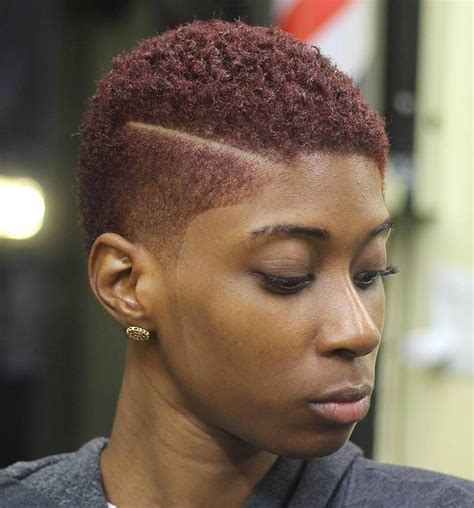 Short Womens Fade With Shaved Part Fade Haircut Women Low Fade Haircut Tapered Haircut Short