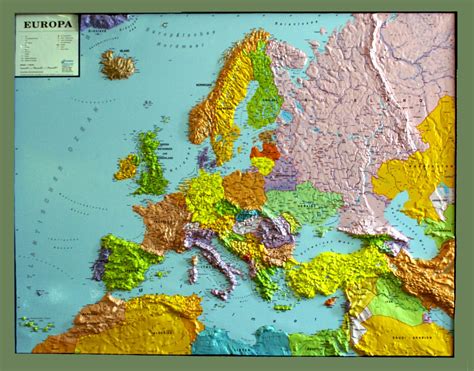 Relief Map Of Europe Silver Line Politically As 3d Map