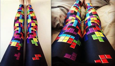 Pants Tetris Leggings Pattern Video Game Colorful Wheretoget