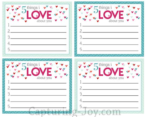 5 Things I Love About You Valentine Print Capturing Joy