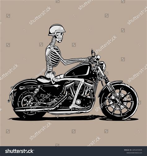 Skeleton Riding Motorcycle Vector Art Eps Stock Vector Royalty Free