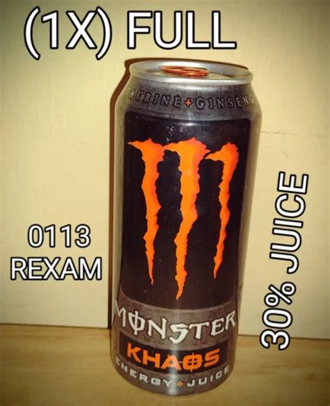 Rare Monster Energy Drink Khaos Old Look 30 Juice 0113 Rexam Full
