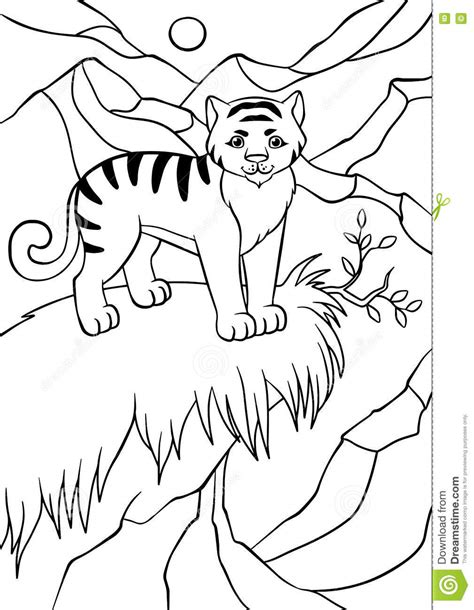 Coloring Pages Animals Little Cute Tiger Stock Vector