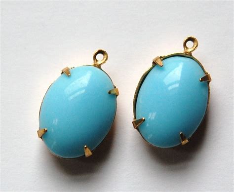 Vintage Opaque Light Turquoise Blue Stone In One By Yummytreasures