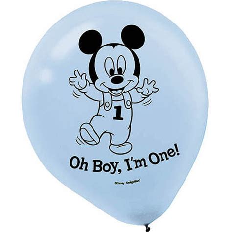 Mickeys 1st Birthday Balloons Blue 15 Pack