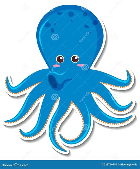 Cute Octopus Cartoon Character Sticker Stock Vector Illustration Of