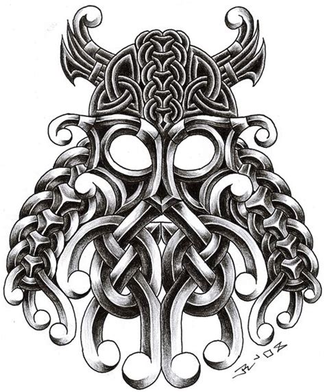 An Intricate Celtic Mask With Horns On It
