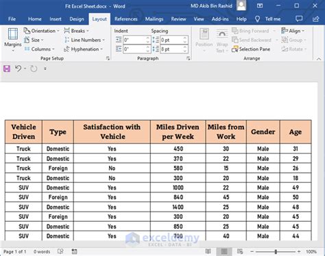 How To Fit Big Excel Table In Word