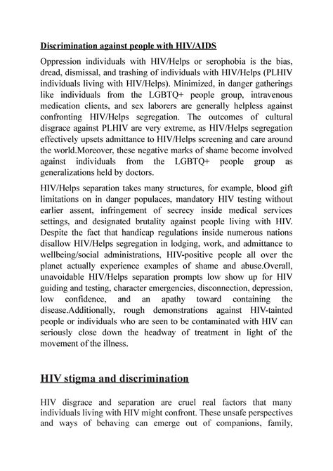 Discrimination Against People With Hiv And Aids Discrimination