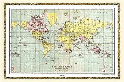 Old Map Of The World 1875 For Sale As Framed Prints Photos Wall Art