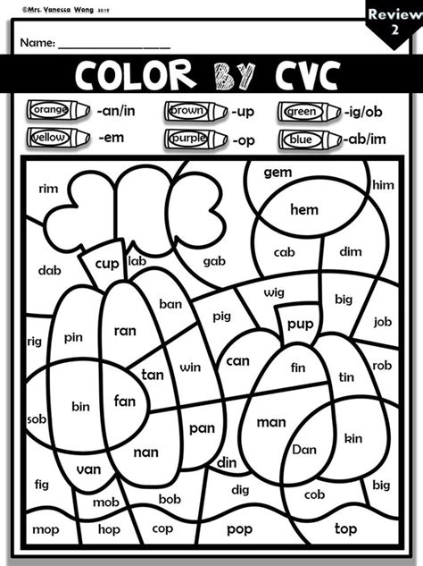 Phonics Worksheets Cvc Color By Code Fall Theme Video In 2020
