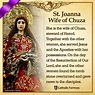 ST. Joanna Wife of Chuza | Catholic answers, Catholic faith, Catholic ...