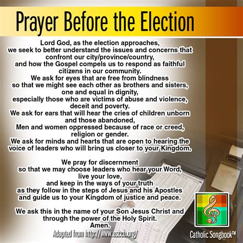 Prayer Before The Election Catholic Songbook