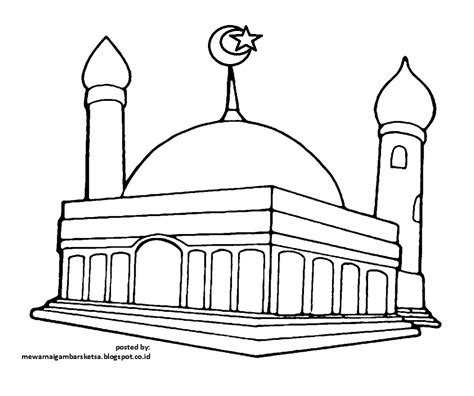 Mewarnai Gambar Mewarnai Gambar Sketsa Masjid 4