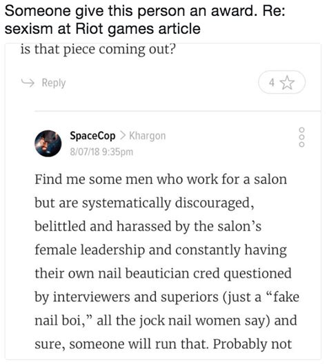 someone give this person an award re sexism at riot games article riot games sexism