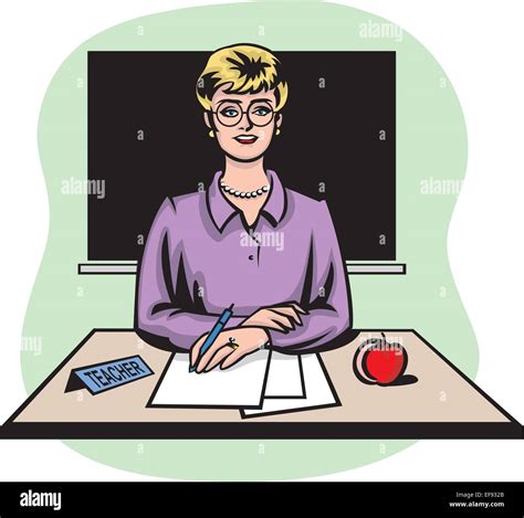 A Teacher Sitting At Her Desk Stock Vector Image And Art Alamy