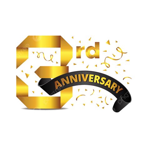 3rd Anniversary Vector Hd Images 3rd Anniversary Golden Ribbon Text