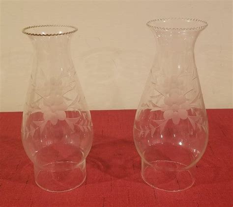 Pair Vintage Etched Flowers Floral Pattern Clear Glass Etsy