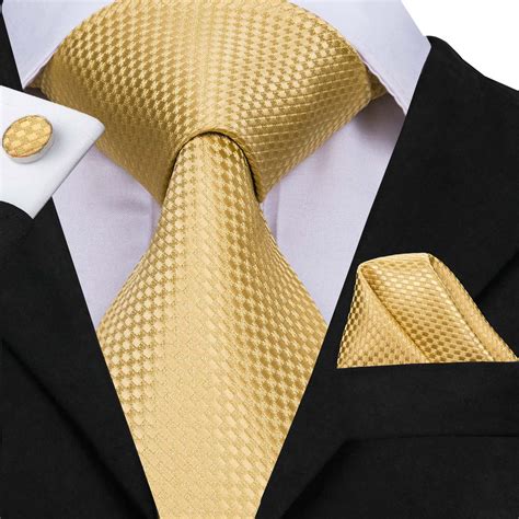 Gold Silk Ties Set With Handkerchief Cufflinks Ivan Troy Ivan Troy