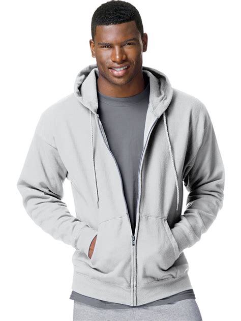 Hanes Men S Ecosmart Full Zip Hooded Sweatshirt Walmart Com