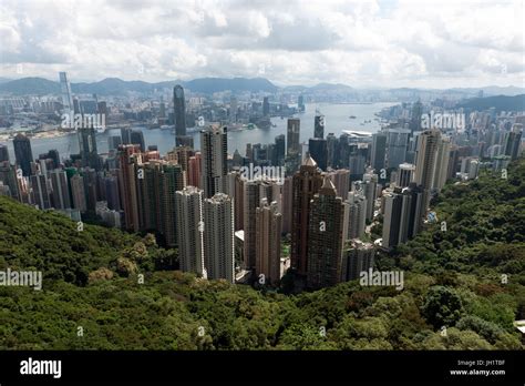 Aerial View Of Hong Kong From The Viewing Terrace Of Peak Tower Below