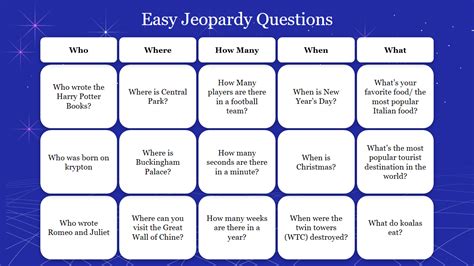 Editable Easy Jeopardy Question Presentation Slide
