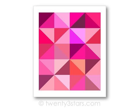 Pink Triangles Geometric Art Hot Pink And Fuscia Twenty3stars Pink