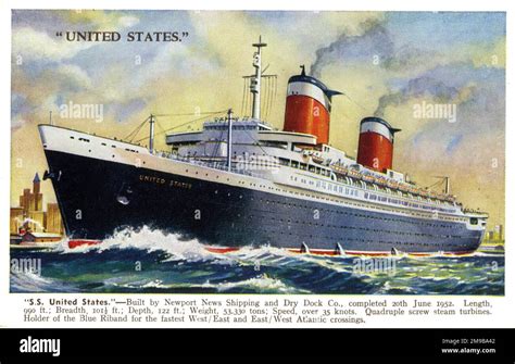 Ss United States Transatlantic Steamship Completed 1952 Stock Photo