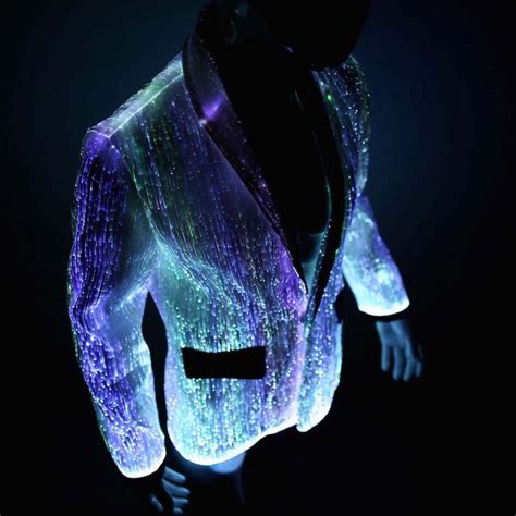 Fiber Optic Clothing Led Light Up Jacket For Men Burning Man Etsy Em