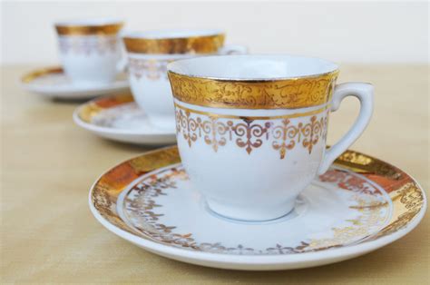 Turkish Ceramic Coffee Cups With Saucers By Prettyturkishthings