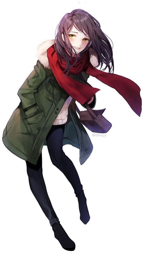 Red Scarf Jacket Cute Anime Girl 720x1280 Wallpaper マンガのデッサン 芸術的アニメ
