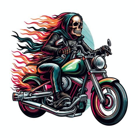 Premium Vector Skull Biker Riding Motorcycle Illustration Biker T
