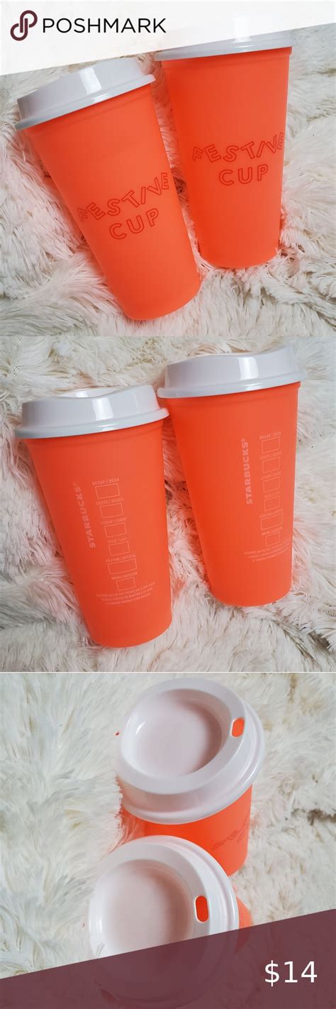 2 Starbucks Reusable Hot Coffee Cups Holiday 2019 Festive Cups Hot