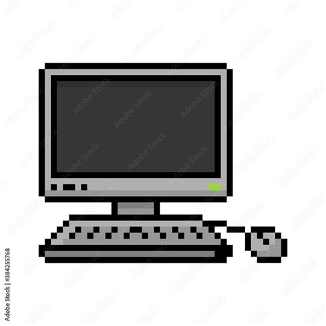 Pixel Art 8 Bit Computer Monitor With Keyboard And Mouse Modern Icon