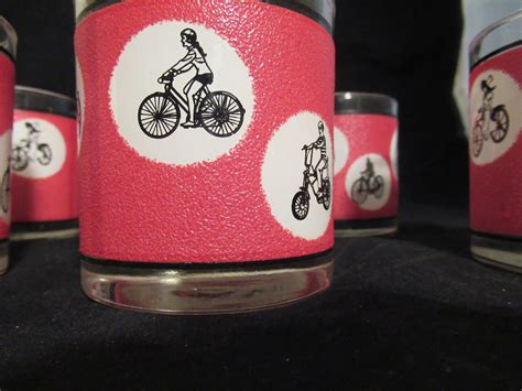 Six Old Fashioned Tumblers Bicycle Theme Mid Century Modern By Etsy