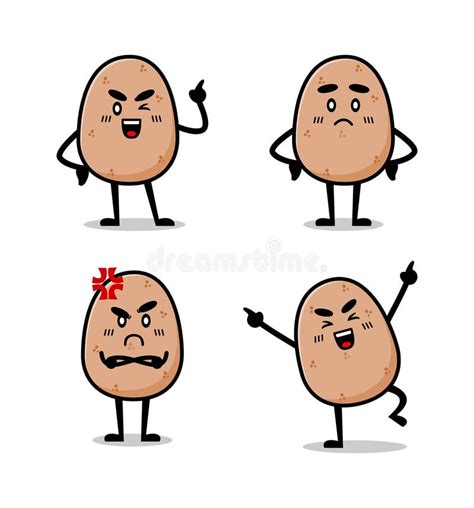 Illustration Set Of Cute Potato Mascot Potato Vector Character Stock