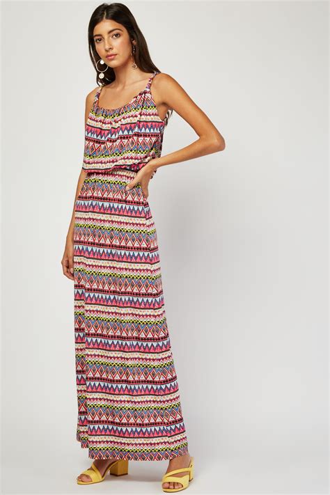 Tribal Aztec Print Maxi Dress Tique A Bou