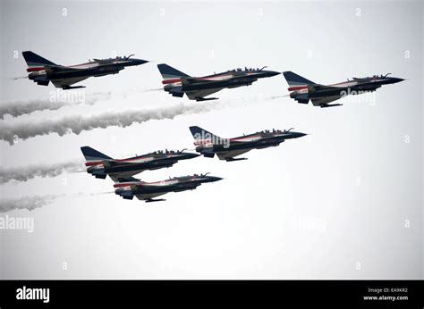 Zhuhai Chinas Guangdong Province 9th Nov 2014 J 10 Jet Fighters Of