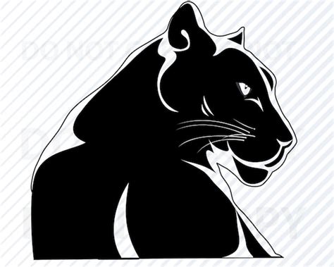 Black Panther Head Svg Files For Cricut Black And White Vector Etsy