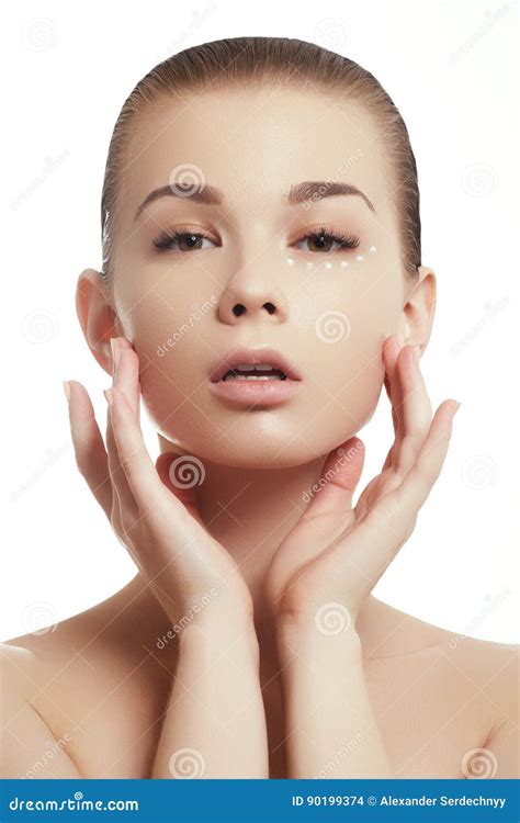 Beauty Woman Face Portrait Beautiful Spa Model Girl With Perfect Fresh Clean Skin Stock Photo