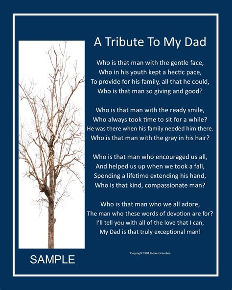 A Tribute To My Dad Digital Download Unframed Dad Poem Dad Etsy